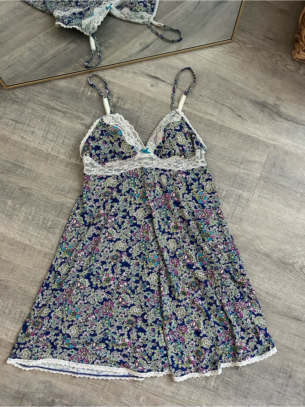 Victoria's Secret Vintage Y2K Floral Cotton Lace Slip Dress Small